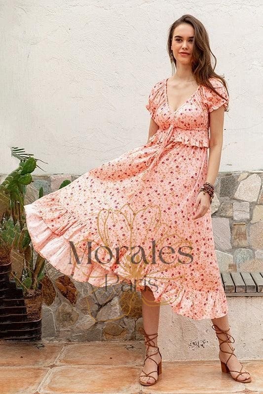 Robe De Demoiselle D’Honneur Rose Bohème – Image 3