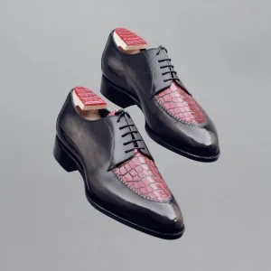 Derby Chasse Goodyear Plateau en cuir de crocodile