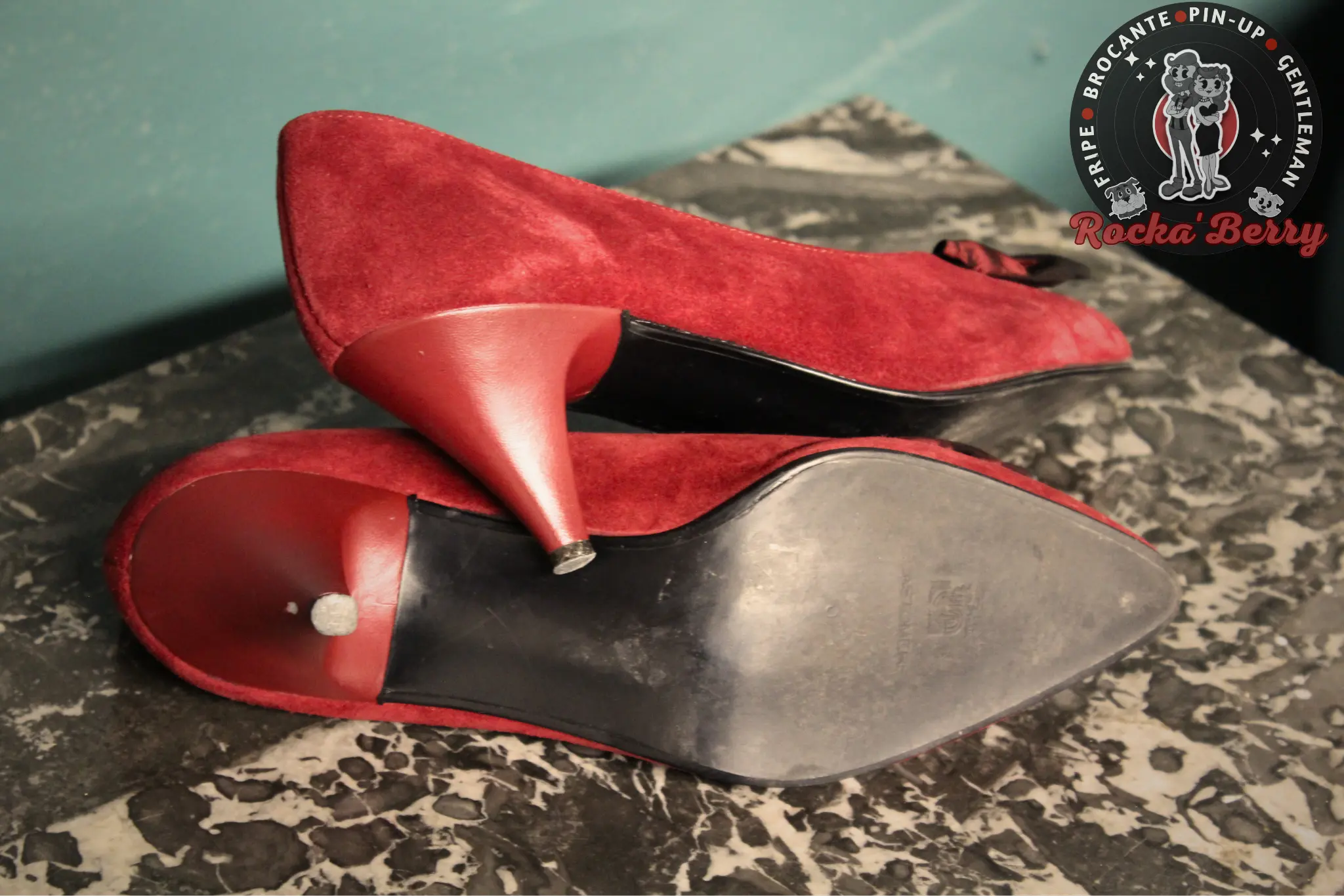 Escarpins Pin-up Vintage Bordeaux & Dorés - Made in France – Image 3