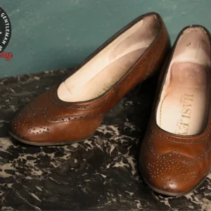 Escarpins Pin-up Vintage Marron Cuir Style Derbies - Made in France