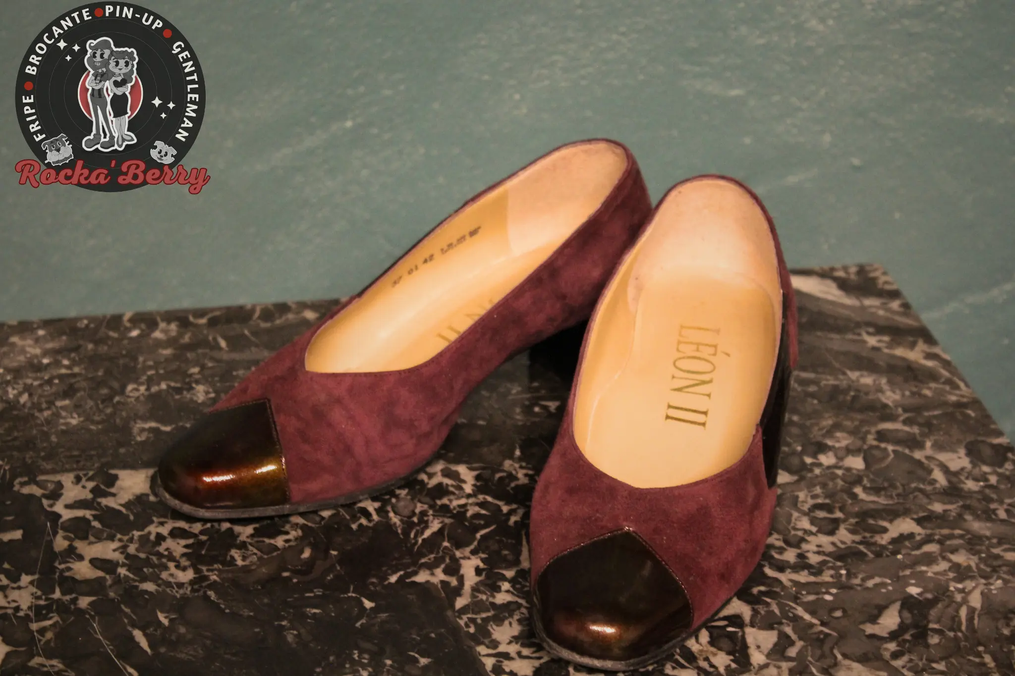 Escarpins Pin-up Vintage Prune & Marron - Made in France