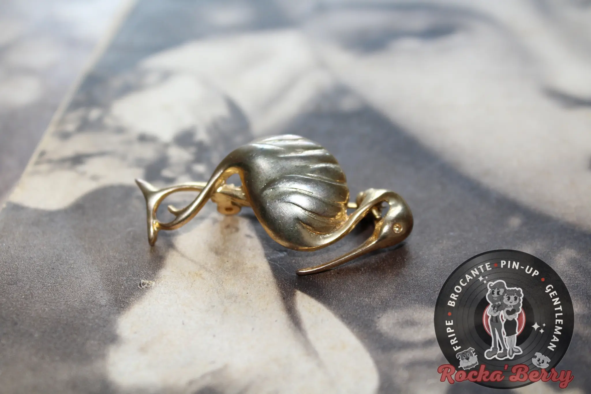 Broche Dorée Oiseau / Héron – Image 2