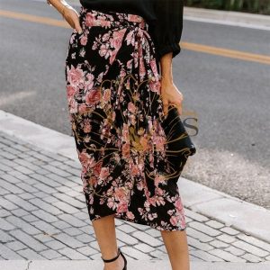 Jupe Florale Noire