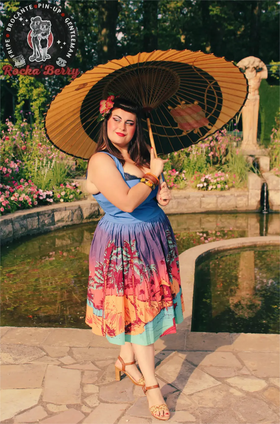 Ombrelle Vintage Asiatique Lampion Jaune & Verte â Image 3