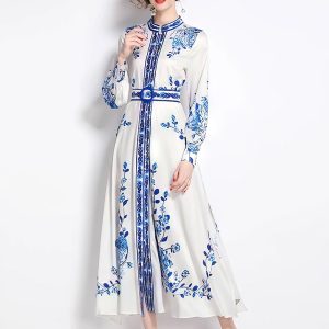 Robe Longue Brodée Fleurs – Nadia