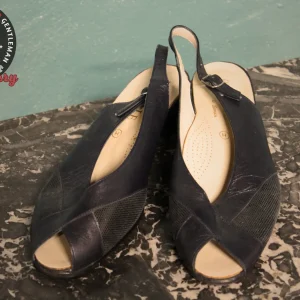 Sandales Pin-up Vintage Bleu Marine - Made in France