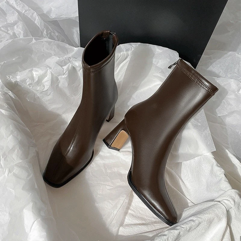Bottines femme courtes marron effet brossé – Style et confort – Image 2