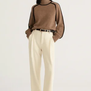 Pull douillet automne-hiver à demi col roulé, décontracté et ample, avec motif tricoté tridimensionnel à la mode