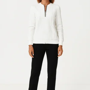 Sweatshirt matelassé semi-fermé tendance pour femmes | design moderne