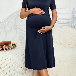 Chemise de Nuit pour Allaitement à Manches Courtes