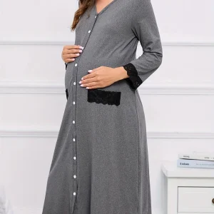 Chemise de Nuit Maternité Boutonnée Devant
