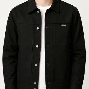 Veste Homme Grande Taille à Boutons-Pression Manches Longues